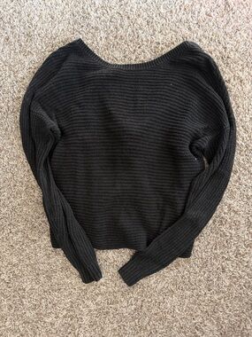Hollister Black Off-the-Shoulder Ribbed Knit Sweater
